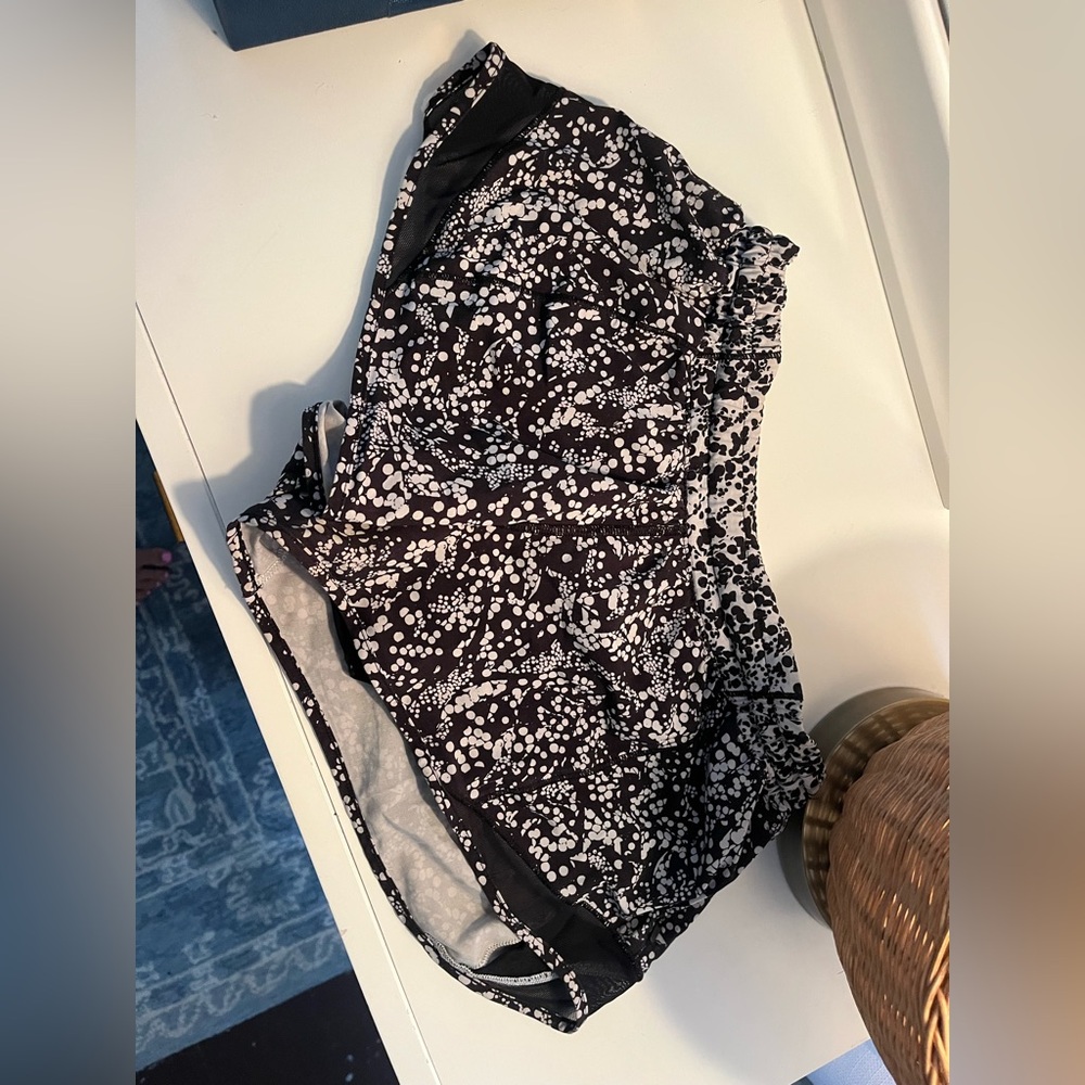 Black and White Floral Lulu Lemon Shorts